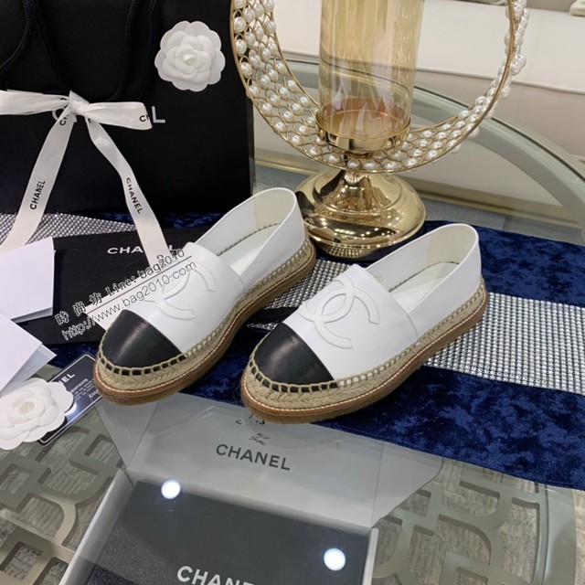 CHANEL頂級代購版漁夫鞋 香奈兒羊皮漁夫鞋草編鞋 dx3564